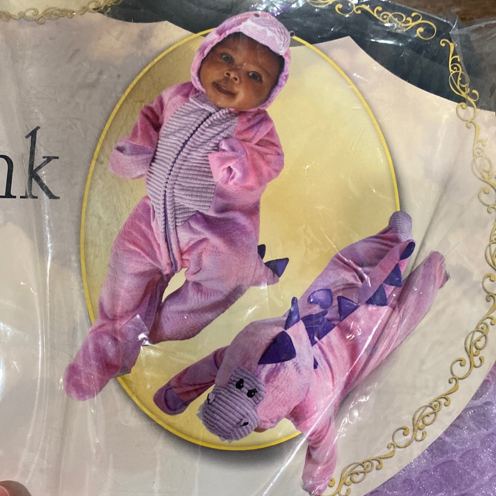 Baby Dinosaur or Dragon costume 3-6mo Pink & Purple